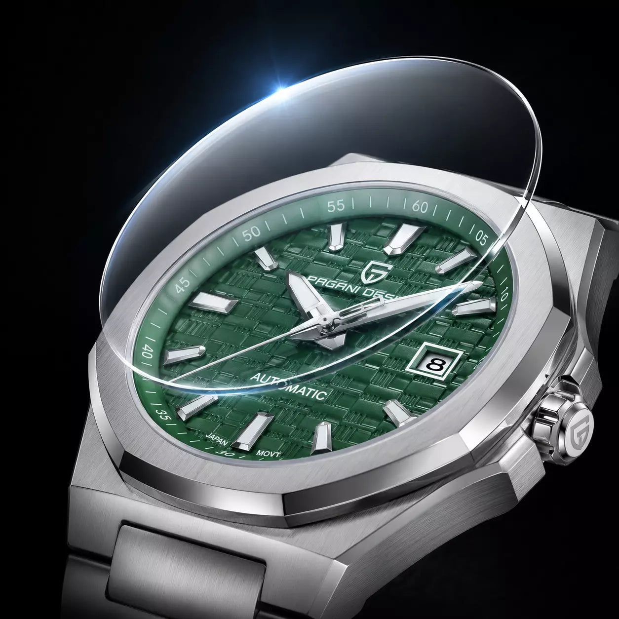 relogio masculino automatico com cristal de safira original pagani design