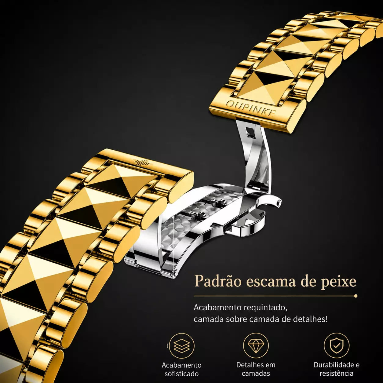 Relógio Masculino  Oupinke Azure Imperial Gold