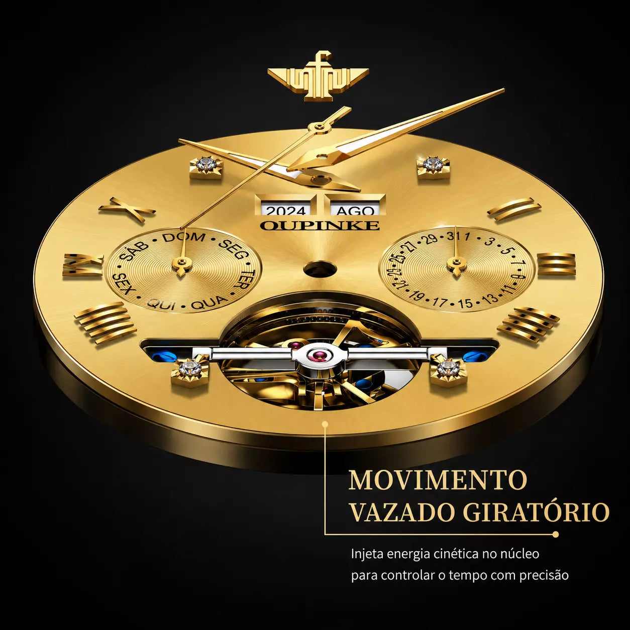 Relógio Masculino  Oupinke Azure Imperial Gold