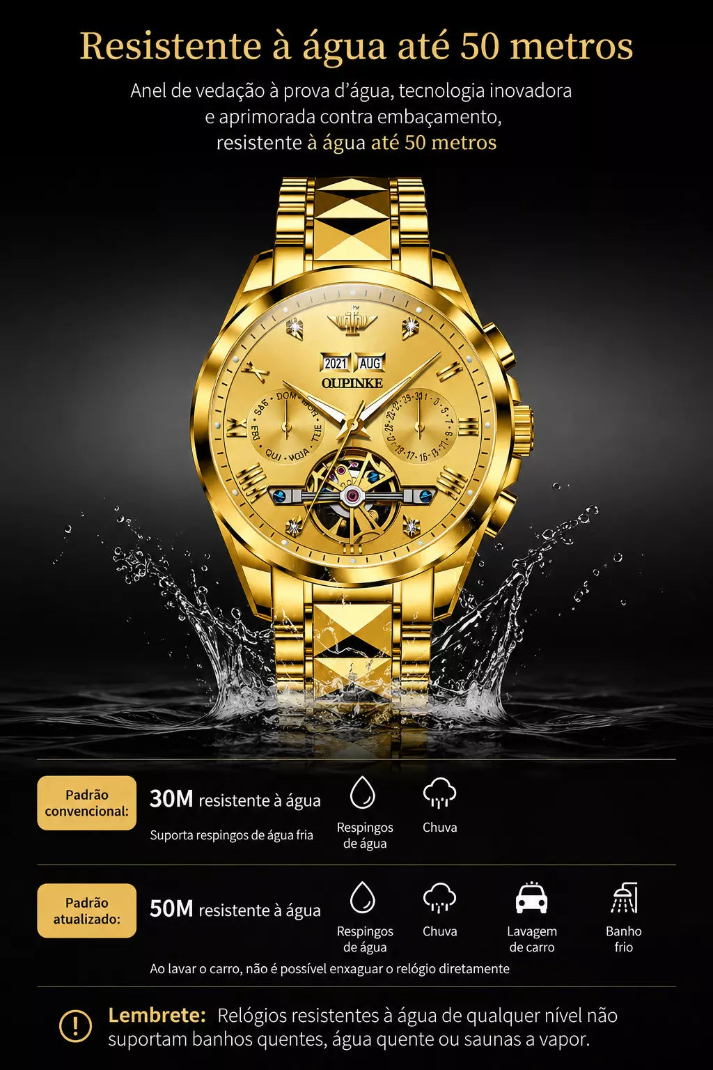 relogio masculino dourado  azure imperial gold