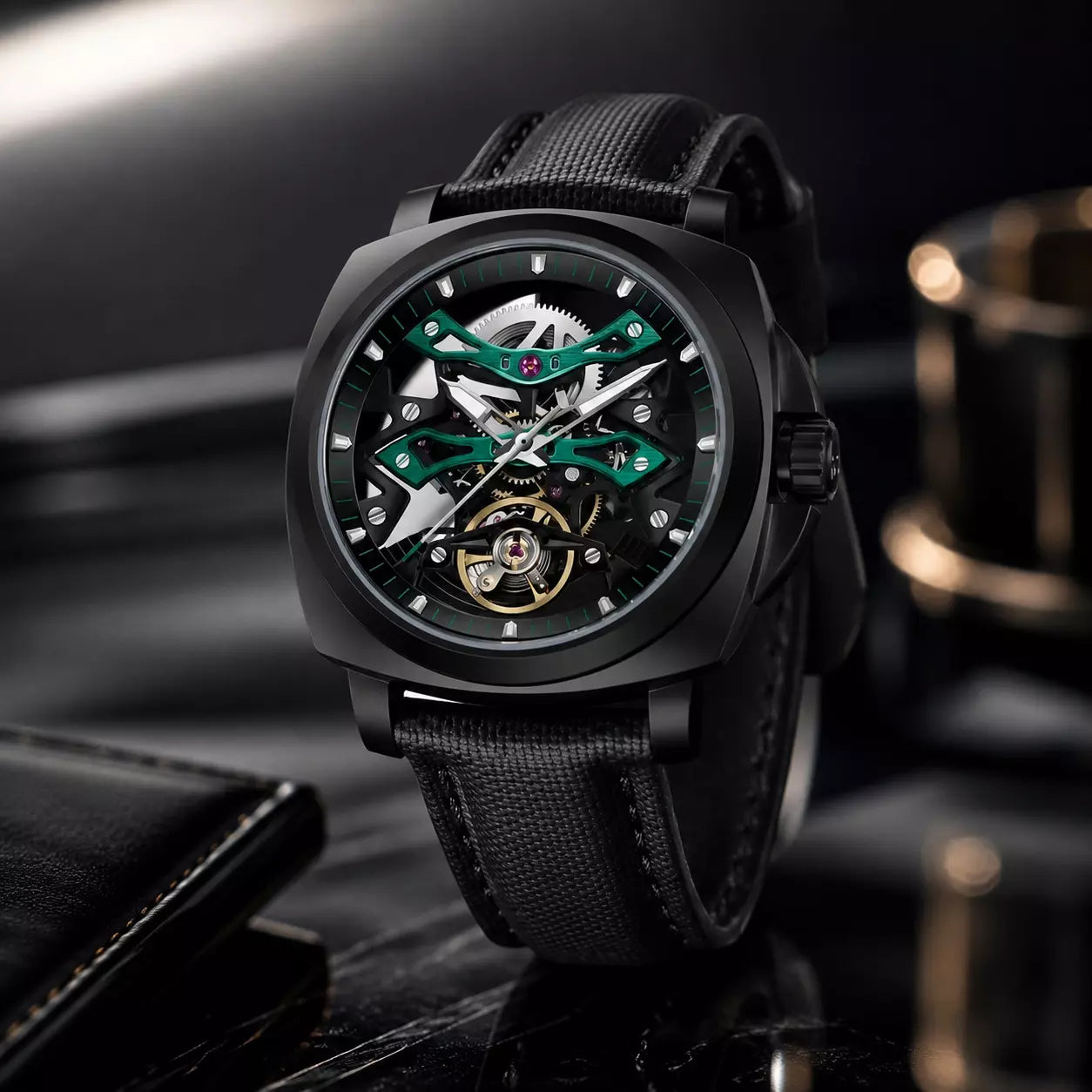 relogio masculino preto esportivo pagani design 