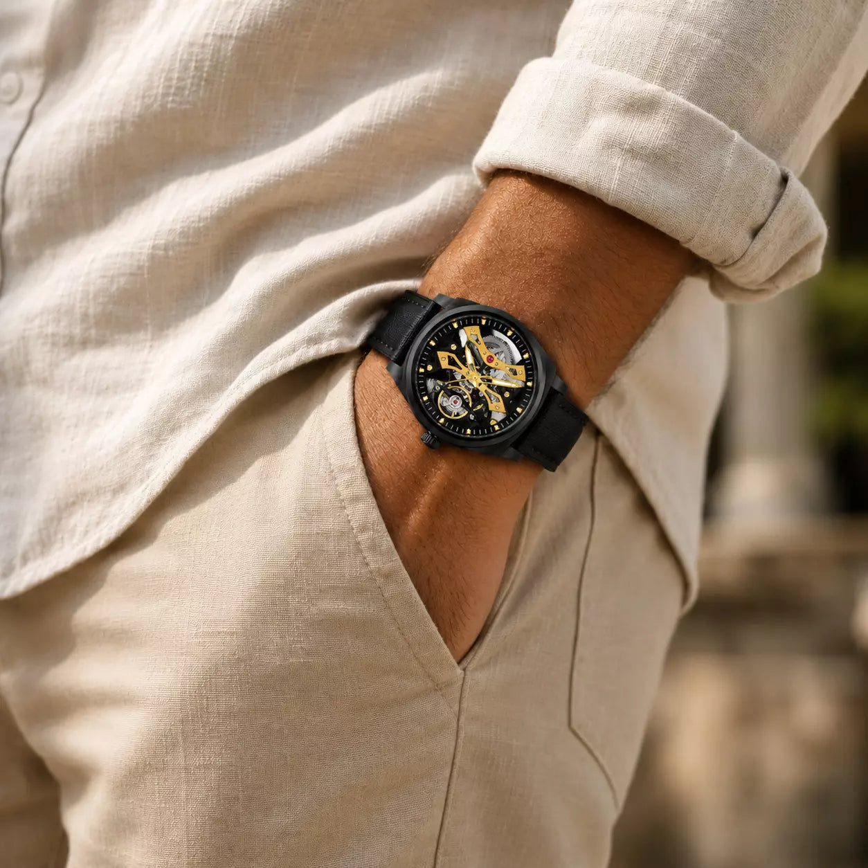 relogio masculino esportivo pagani design Phantom Black Gold