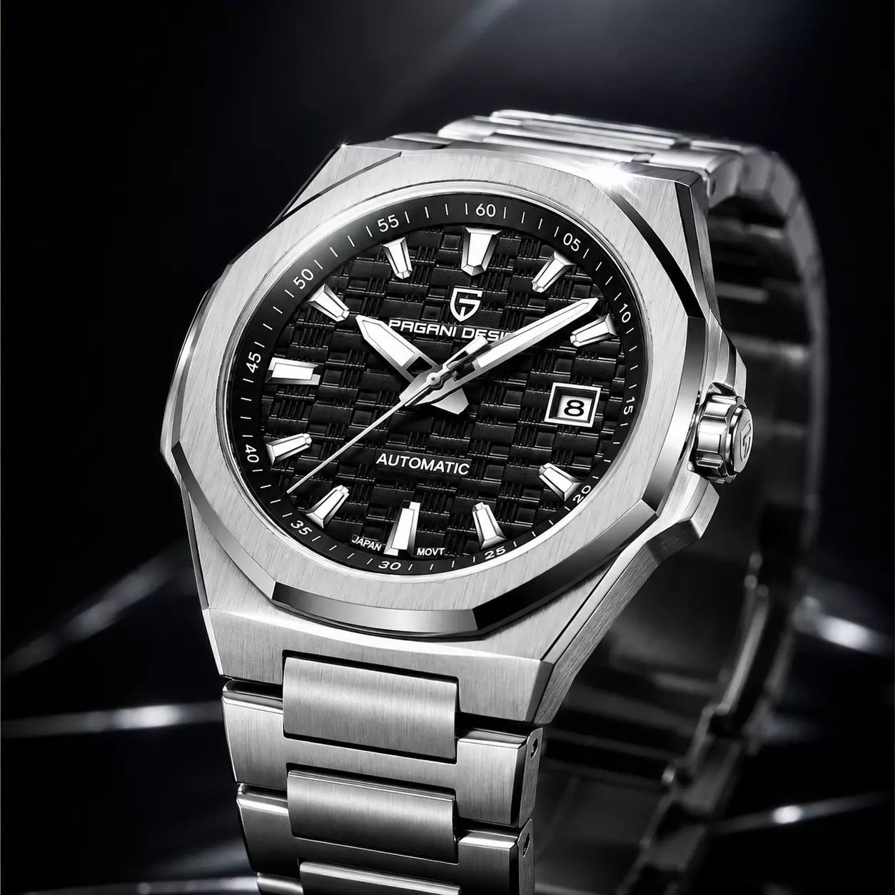 relogio masculino prata automatico  fundo preto original pagani design