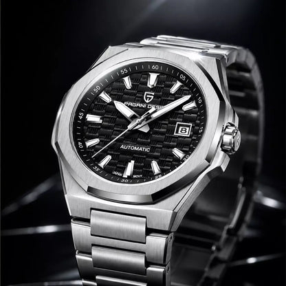 relogio masculino prata automatico  fundo preto original pagani design