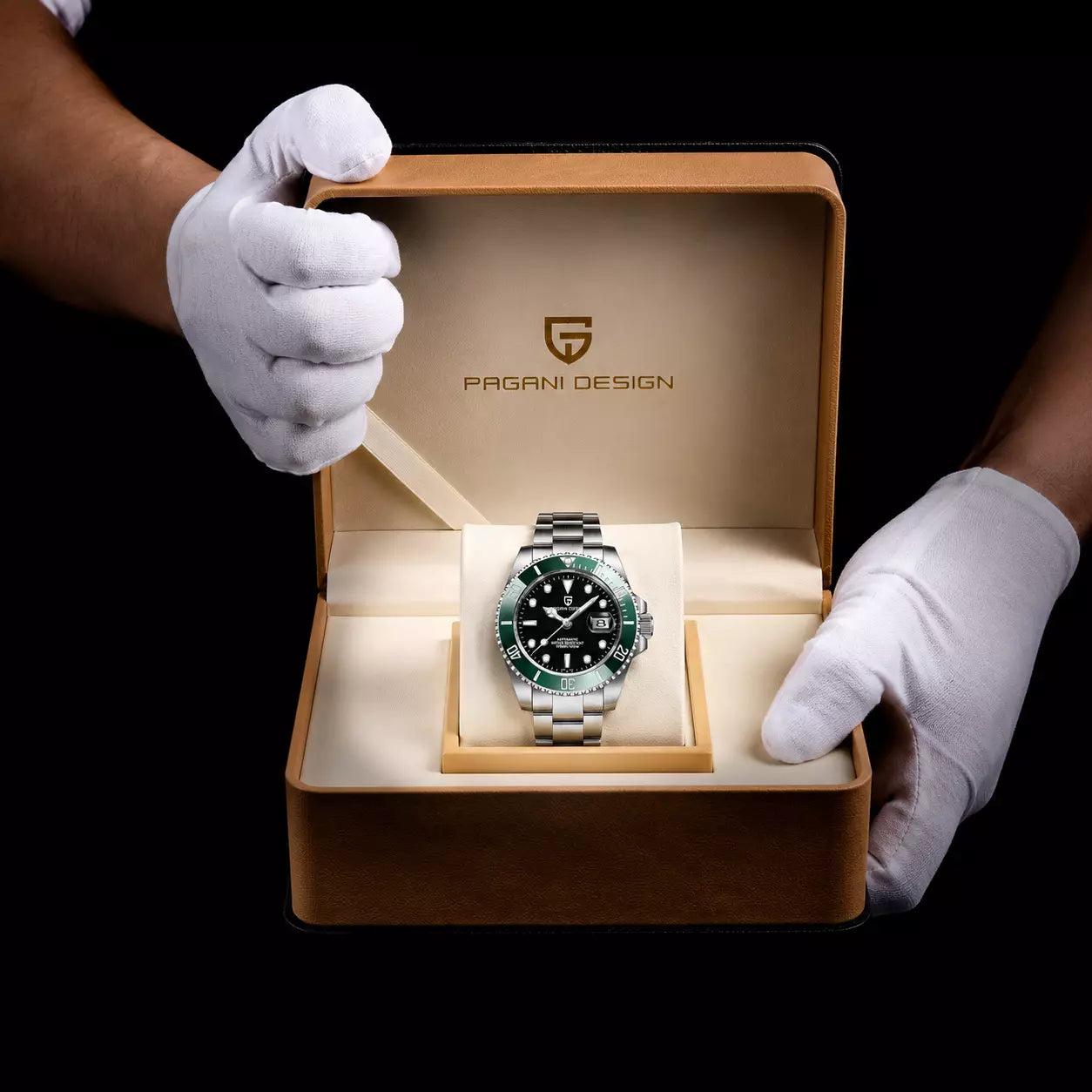 relogio pagani design prata modelo Black Green 