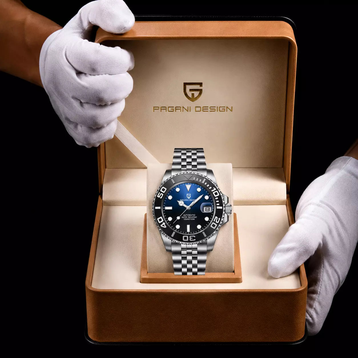 relogio masculino prata com preto pagani design original