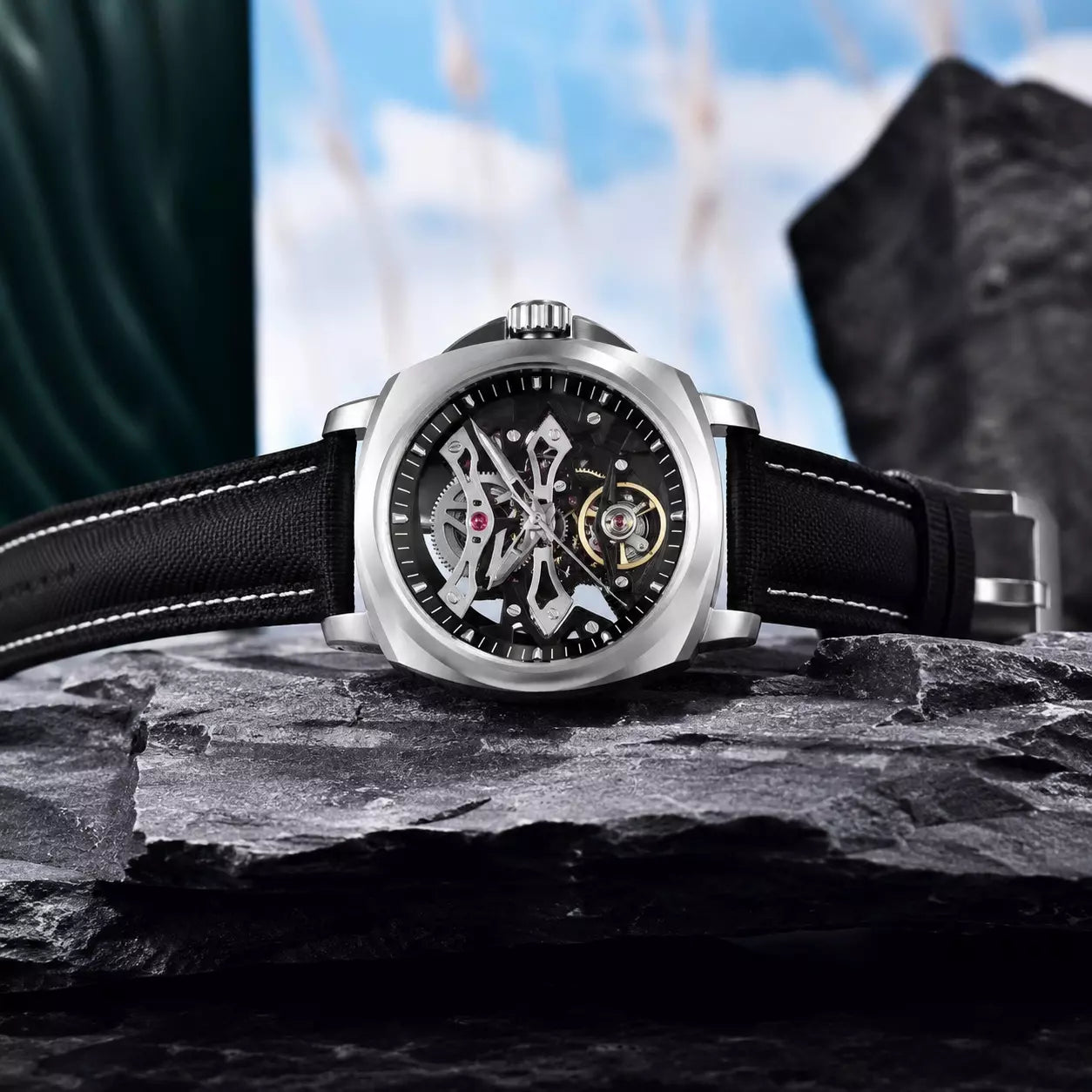 relogio masculino automatico Phantom-Silver-Black